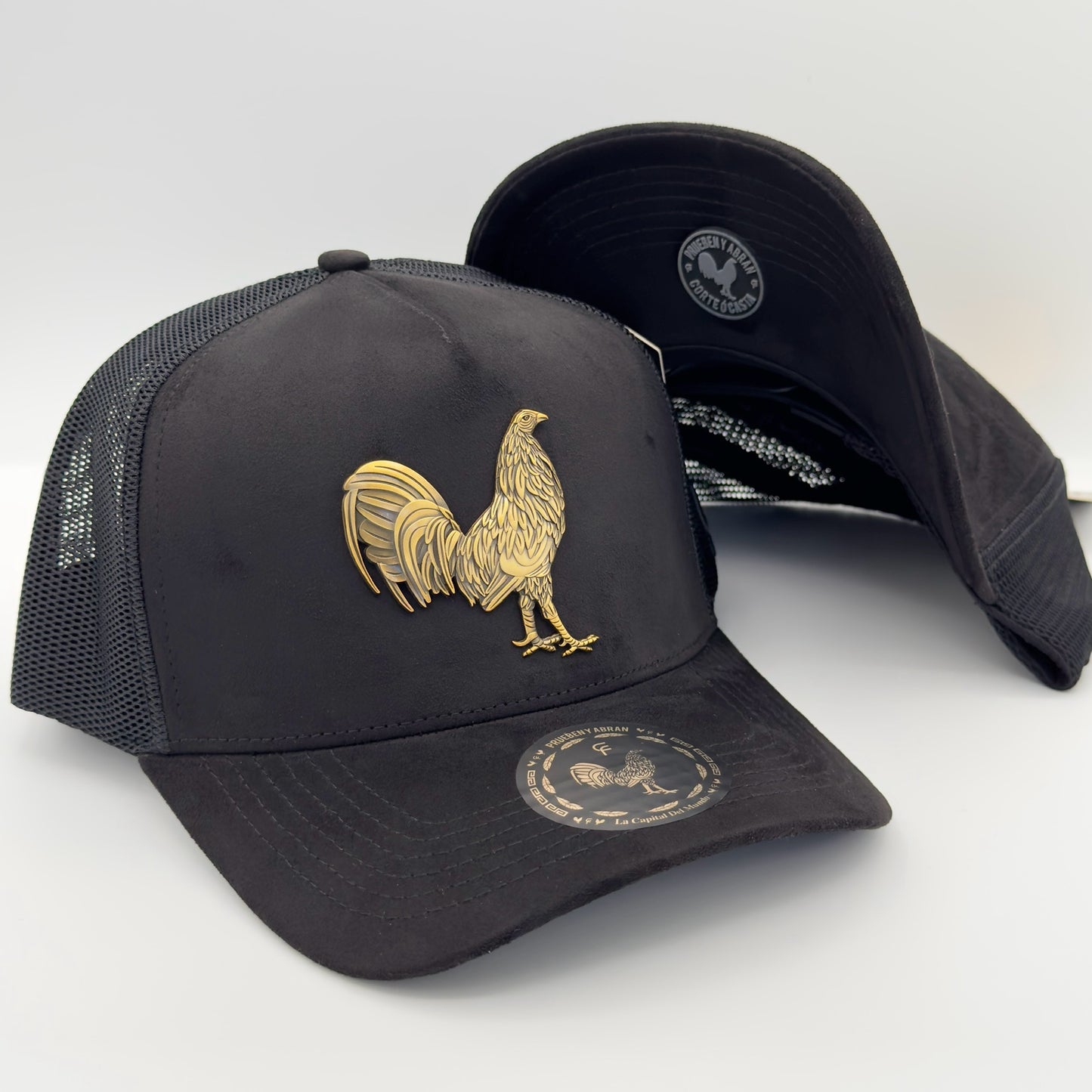 Black Golden Rooster Mesh Cap