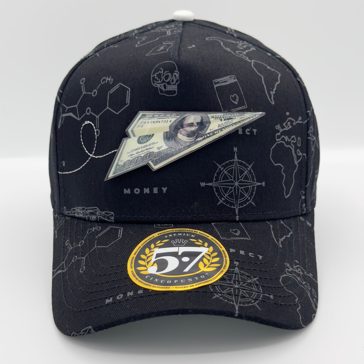 Full Print Money Plane Cap