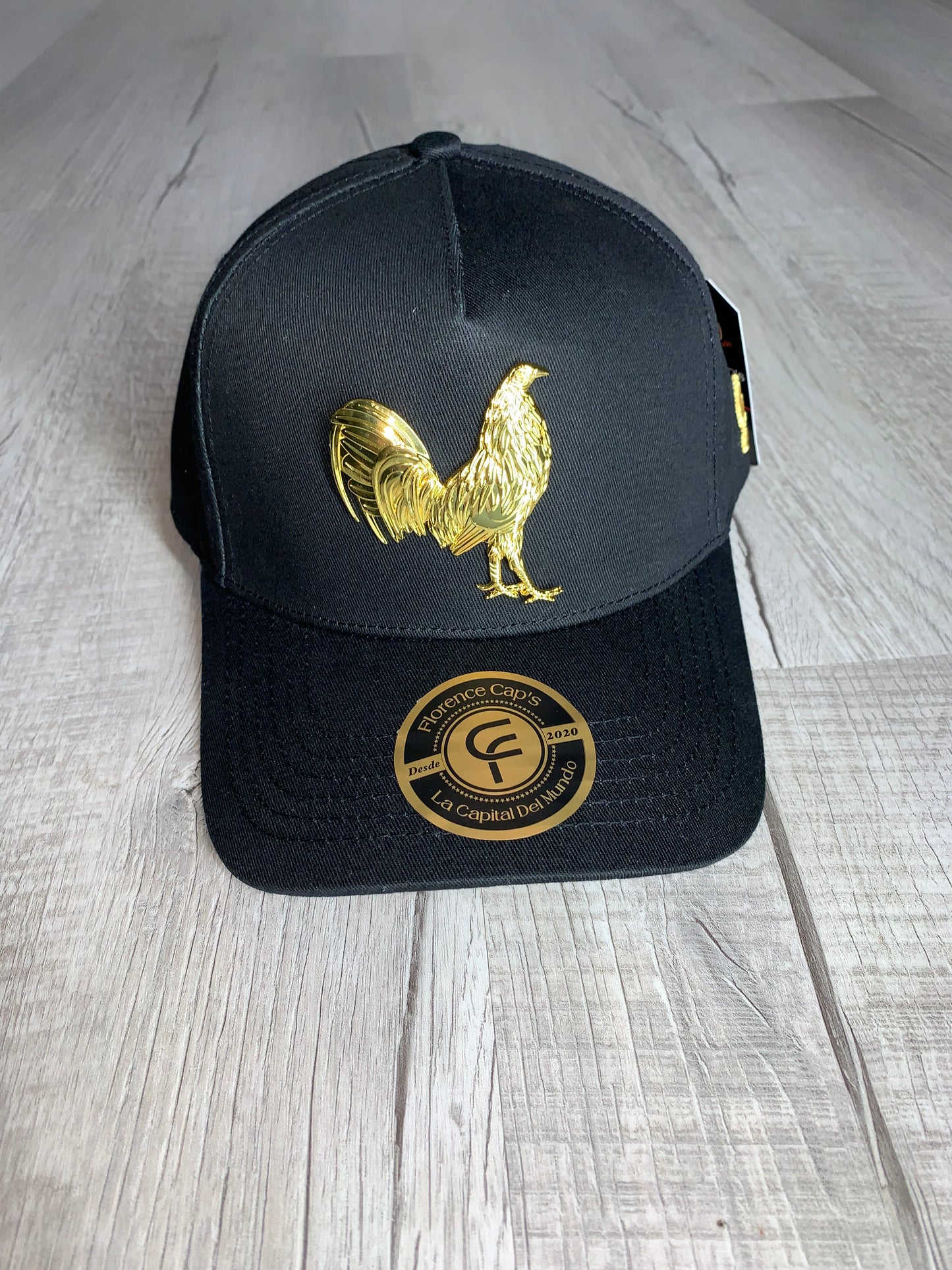 Black Golden Rooster Curved Cap