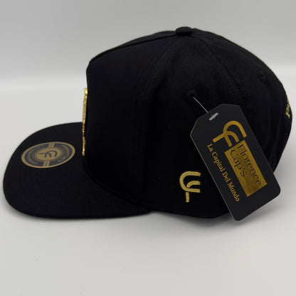 Black Golden Rooster Flat Cap