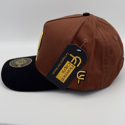 Brown Golden Rooster Semi Curve Cap