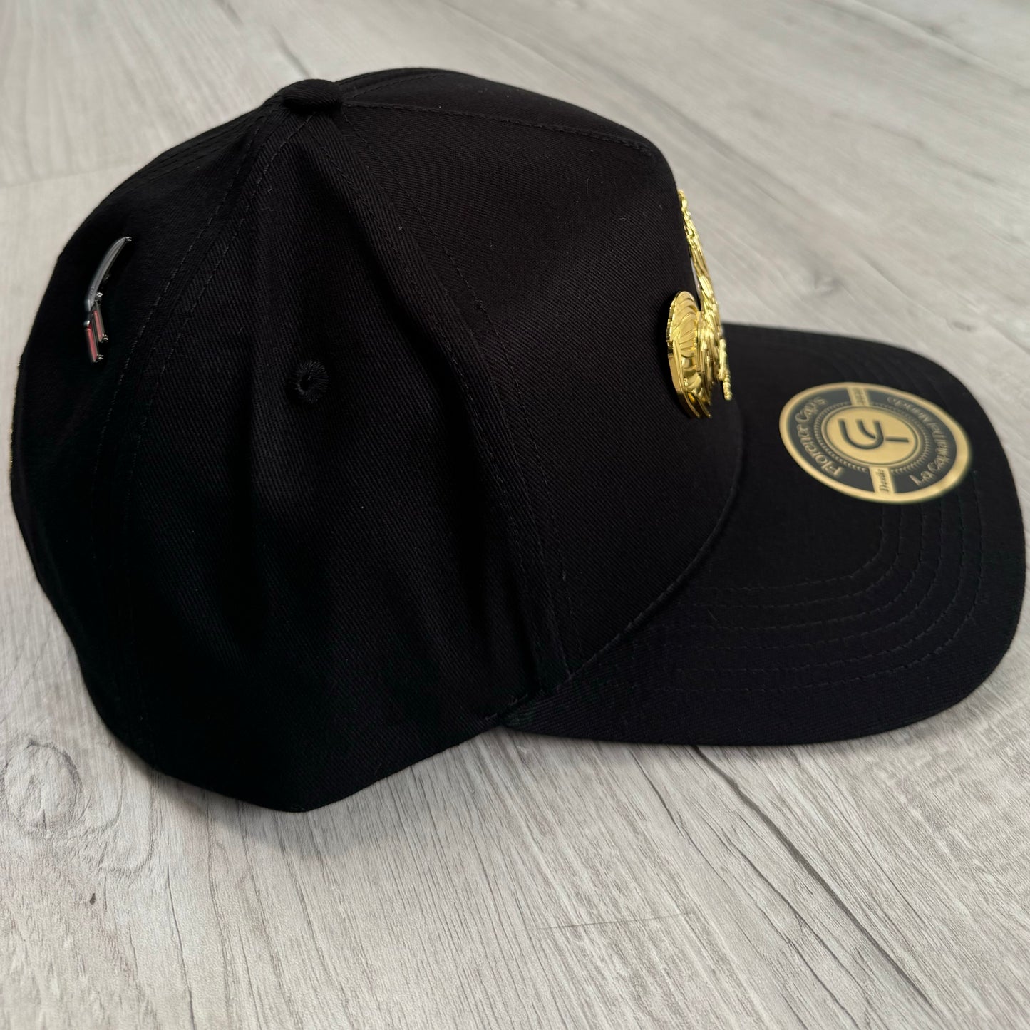 Black Golden Rooster Semi-Curved Cap