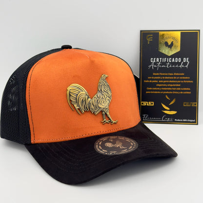 Orange Golden Rooster Mesh Cap