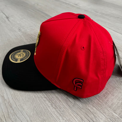 Red Golden Rooster Semi-Curved Cap