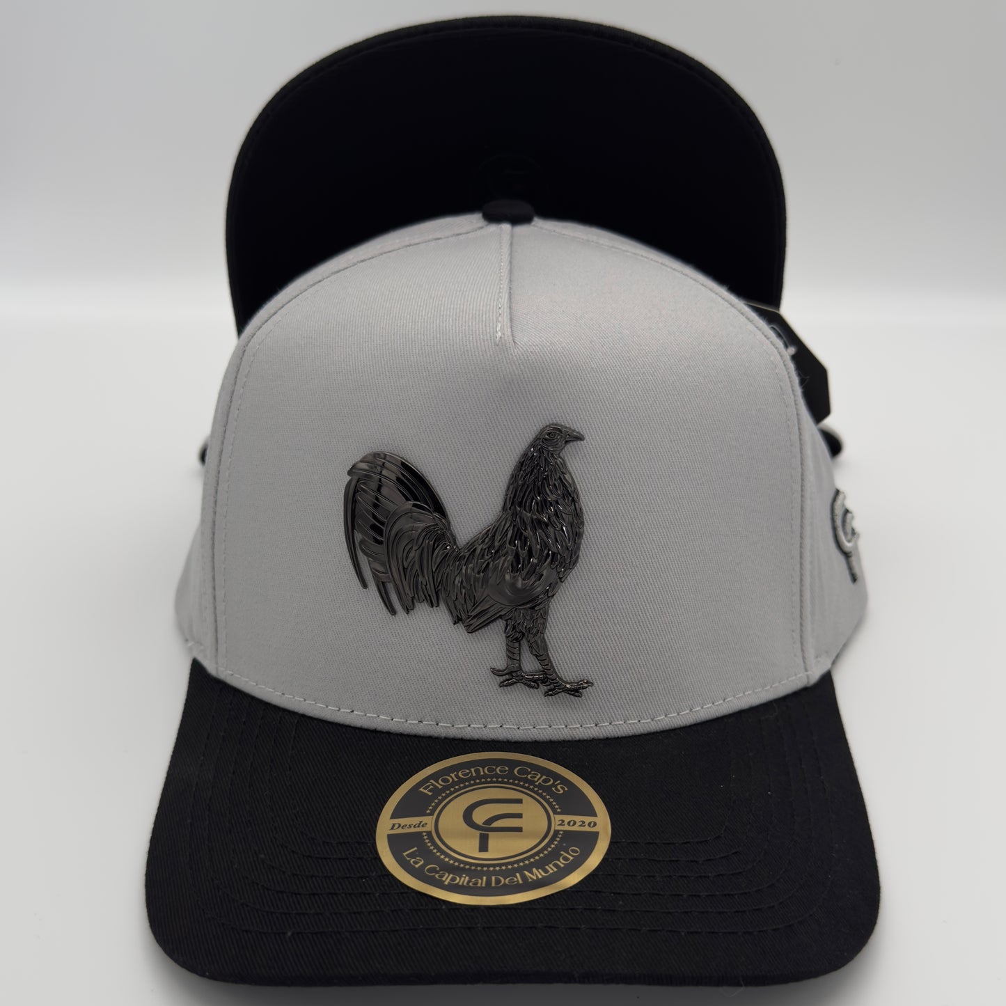 Black Rooster Light Gray Cap