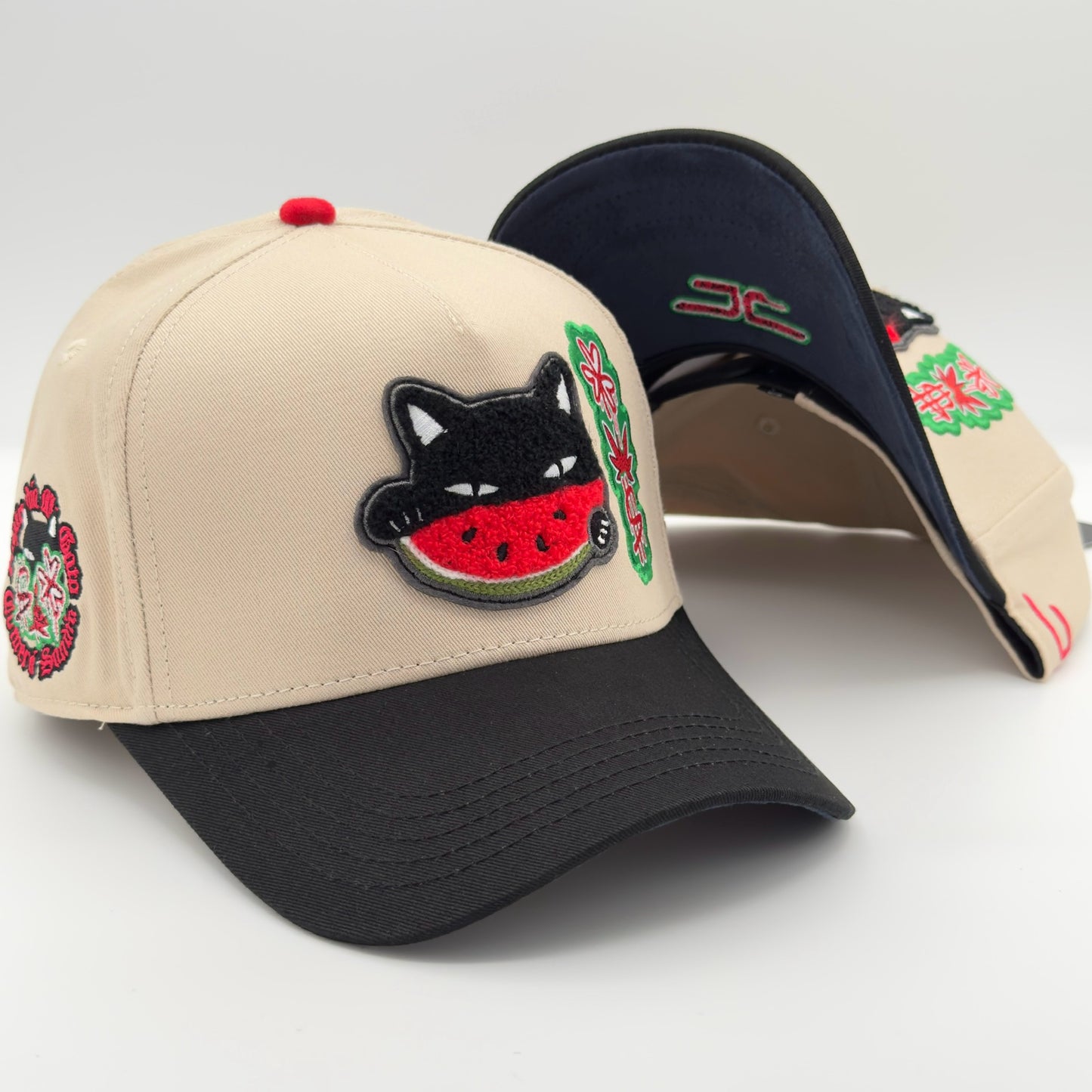 Black/Beige Watermelon Cat Cap