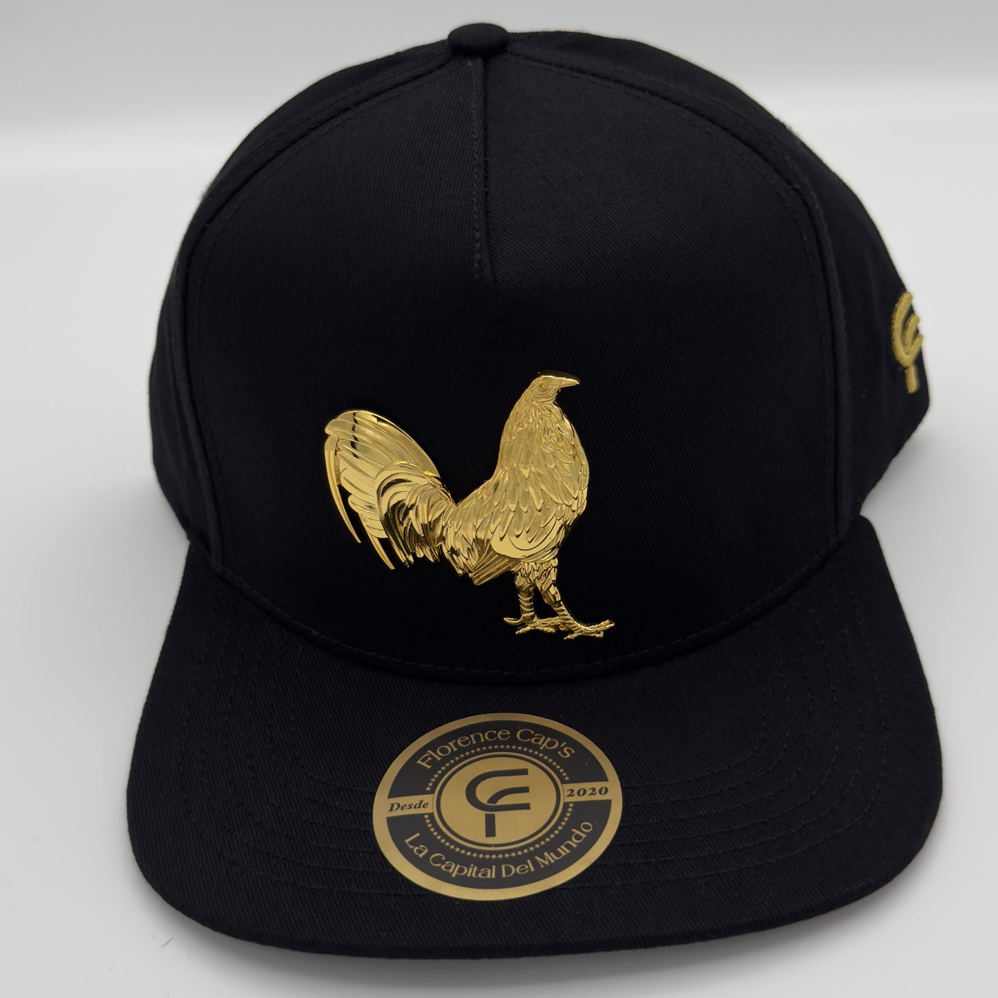 Black Golden Rooster Flat Cap