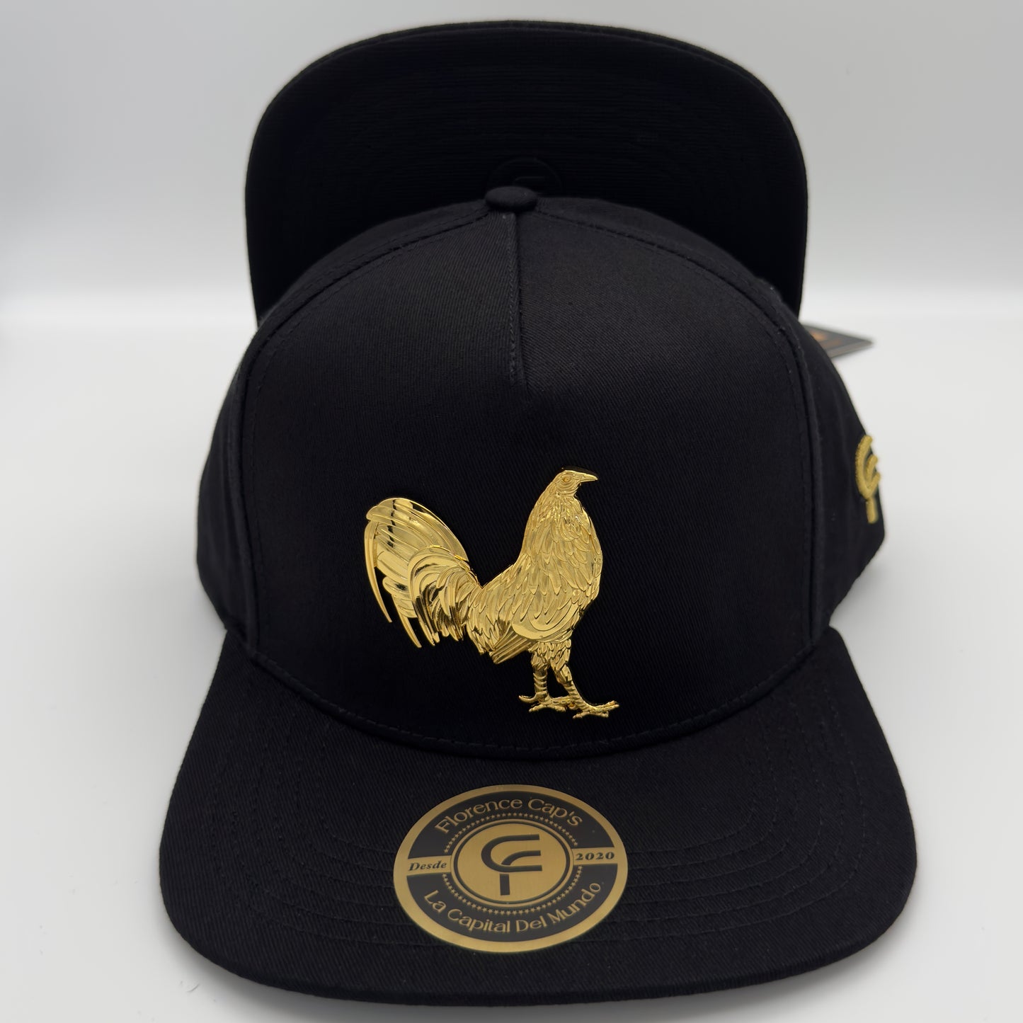 Black Golden Rooster Flat Cap